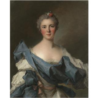 Jean-Marc Nattier - Portrait Of The Comtesse D\'Andlau, Half-Length, In A White Dress With A Blue Shawl
