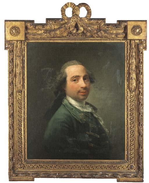 Jean-Martial Frédou - Portrait of a man, said to be the artist, bust-length, in a gold-embroidered blue jacket
