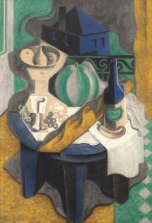 Jean Metzinger - Nature morte à la baguette de pain, bouteille et compotier