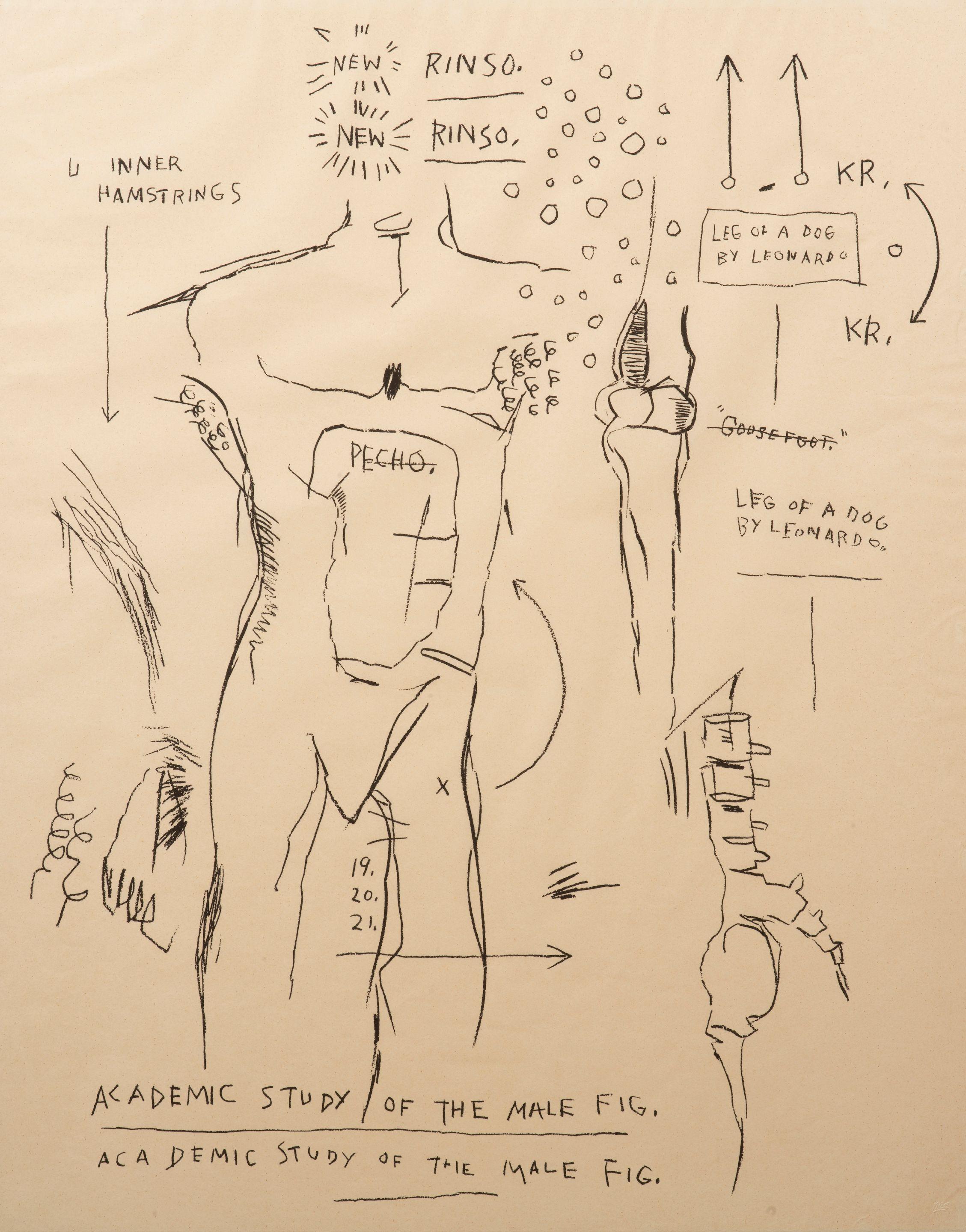 Jean-Michel Basquiat - Étude académique de la figure masculine, d\'après Da Vinci, 1983
