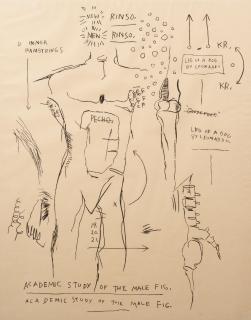 Jean-Michel Basquiat - Étude académique de la figure masculine, d\'après Da Vinci, 1983
