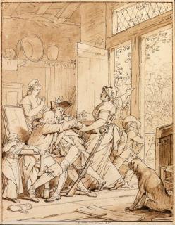 Jean-Michel Moreau - A young Republican volunteer bidding farewell to his family