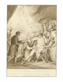 Jean-Michel Moreau - Médecin Soignant La Jambe D\'Enée Sous Une Tente, Surmonté De Vénus Retournant Vers L\'Olympe