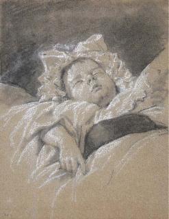 Jean-Michel Moreau - Tête de bébé dormant