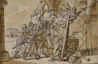 Jean-Michel Moreau - The four continents, with Benjamin Franklin as the personificaton of America, before an Allegory of Religion, Ermenonville and the Tomb of Rousseau seen beyond