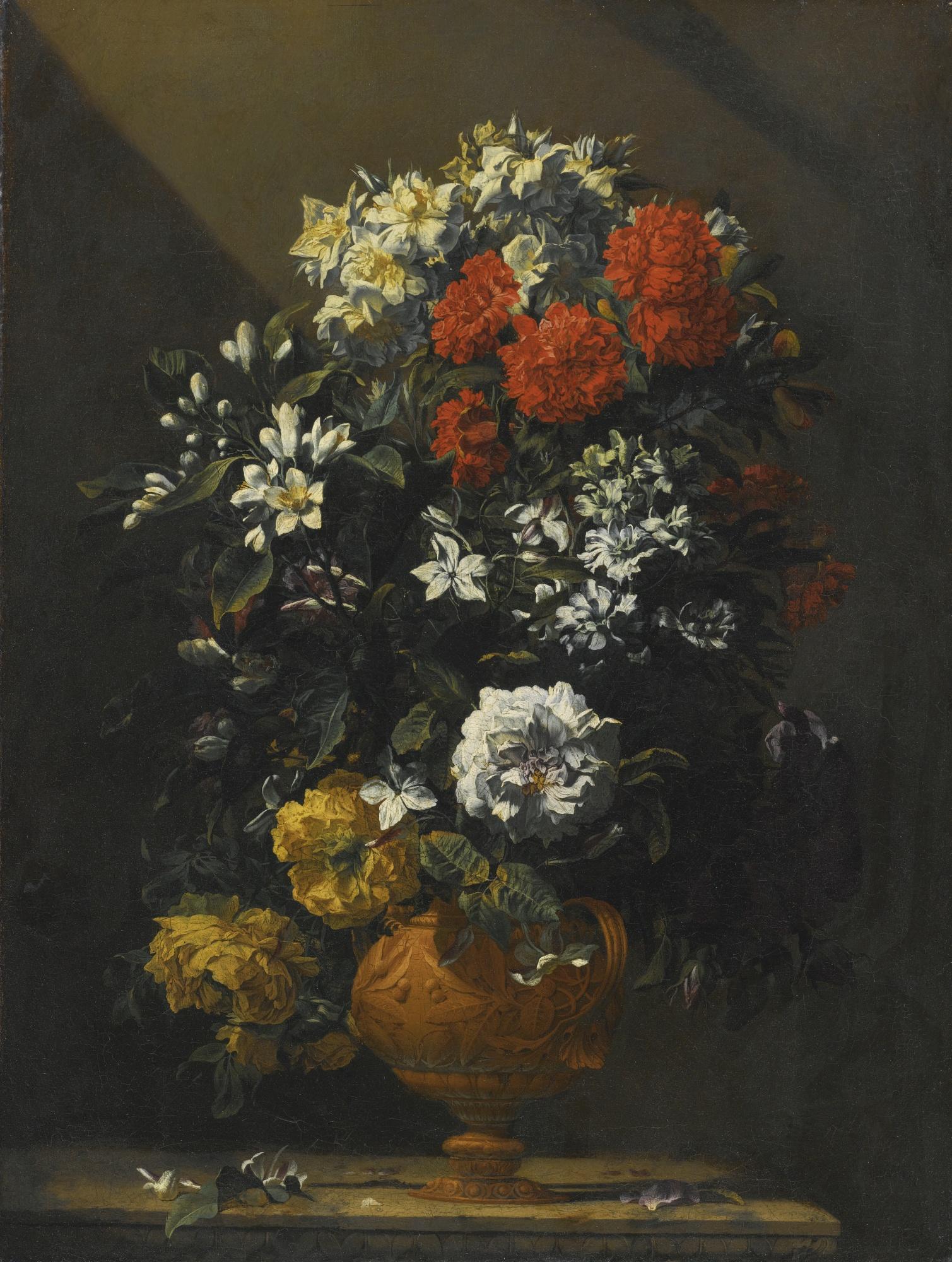 Jean-Michel Picart - Still Life Of Flowers In A Bronze Vase