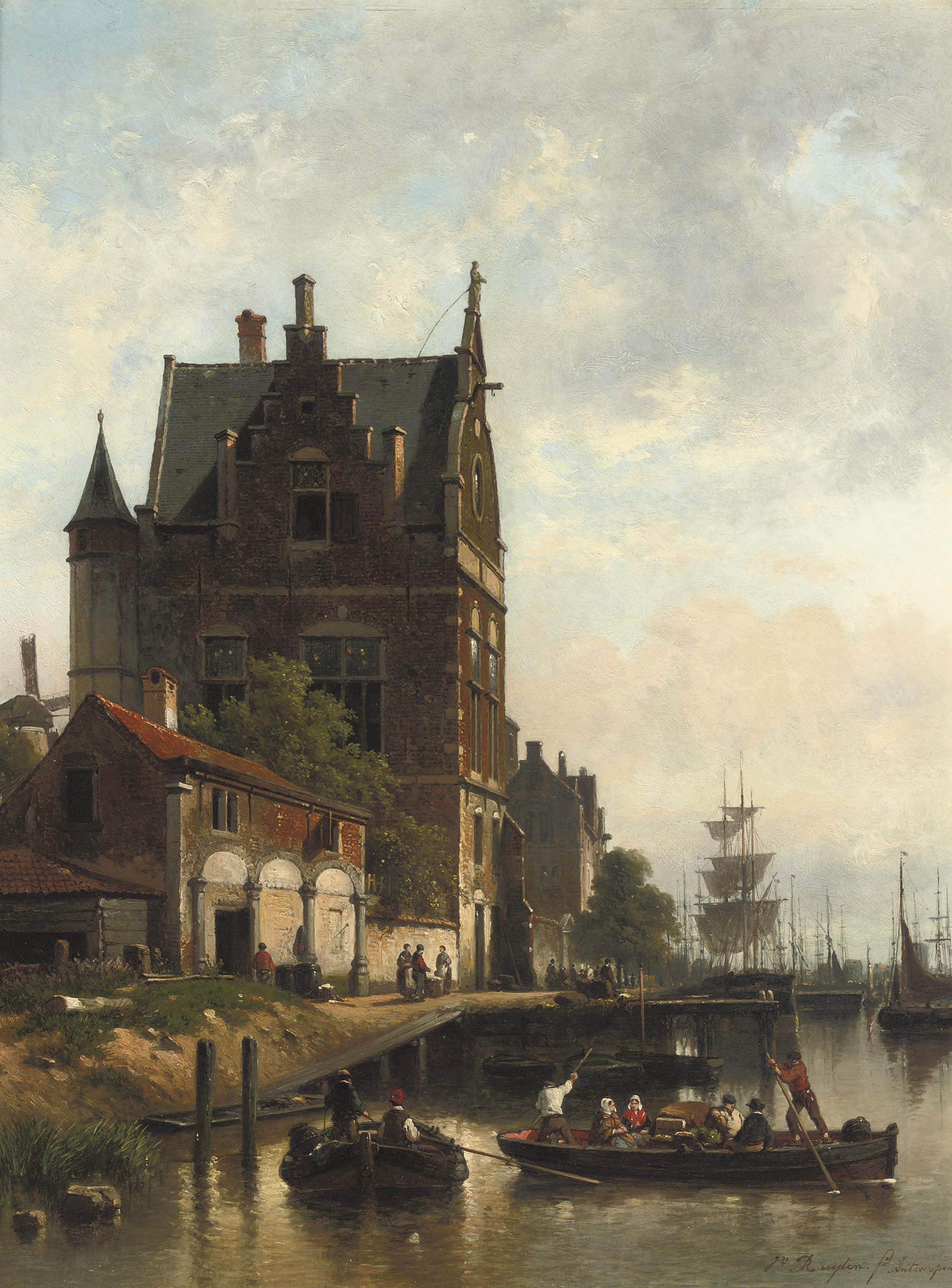 Jean Michel Ruyten - A view on the quay of the Schelde with the pilotage, Antwerp