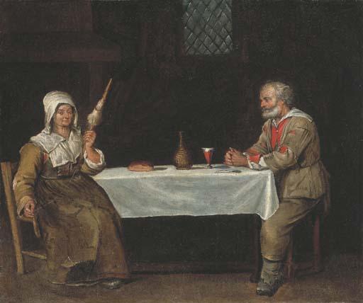 Jean Michelin - Un couple de paysans attablés