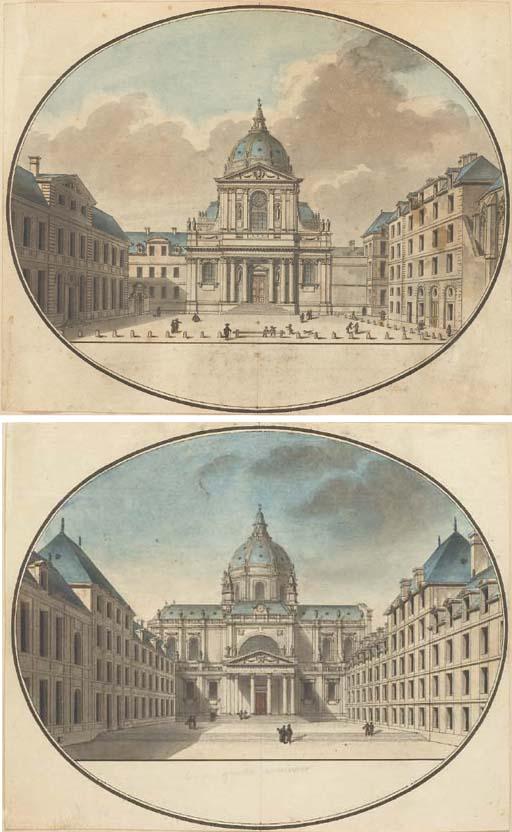 Jean-Nicolas-Louis Durand - L\'église de la Sorbonne du côté de la place; et La Sorbonne du côté de la cour