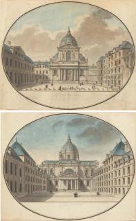 Jean-Nicolas-Louis Durand - L\'église de la Sorbonne du côté de la place; et La Sorbonne du côté de la cour