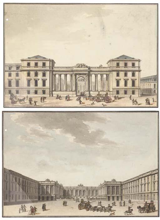 Jean-Nicolas-Louis Durand - L\'entrée du Palais-Bourbon (Assemblée Nationale); et La cour du Palais-Bourbon