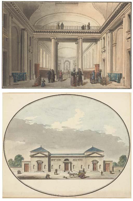 Jean-Nicolas-Louis Durand - L\'extérieur des Capucins de la chaussée d\'Antin; et L\'intérieur de l\'église du Saint Esprit