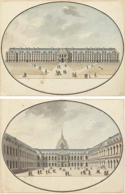 Jean-Nicolas-Louis Durand - L\'Hôtel des Invalides du côté de la Seine; et La cour de l\'Hôtel des Invalides