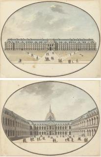 Jean-Nicolas-Louis Durand - L\'Hôtel des Invalides du côté de la Seine; et La cour de l\'Hôtel des Invalides