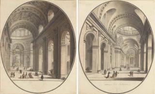 Jean-Nicolas-Louis Durand - L\'intérieur de l\'église des Invalides; et L\'intérieur de l\'église de la Sorbonne