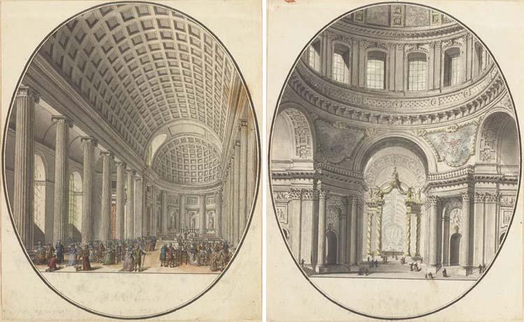 Jean-Nicolas-Louis Durand - L\'intérieur de l\'église Saint Philippe du Roule; et L\'intérieur de l\'église du Val-de-Grâce