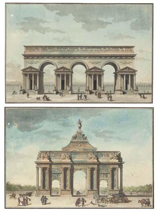 Jean-Nicolas-Louis Durand - Monument à la gloire de la Nation élevé sur quatre temples consacrés aux Beaux-Arts; et L\'arc de triomphe de Saint Antoine