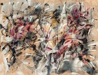 Jean Paul Riopelle - Composition rose et bleue