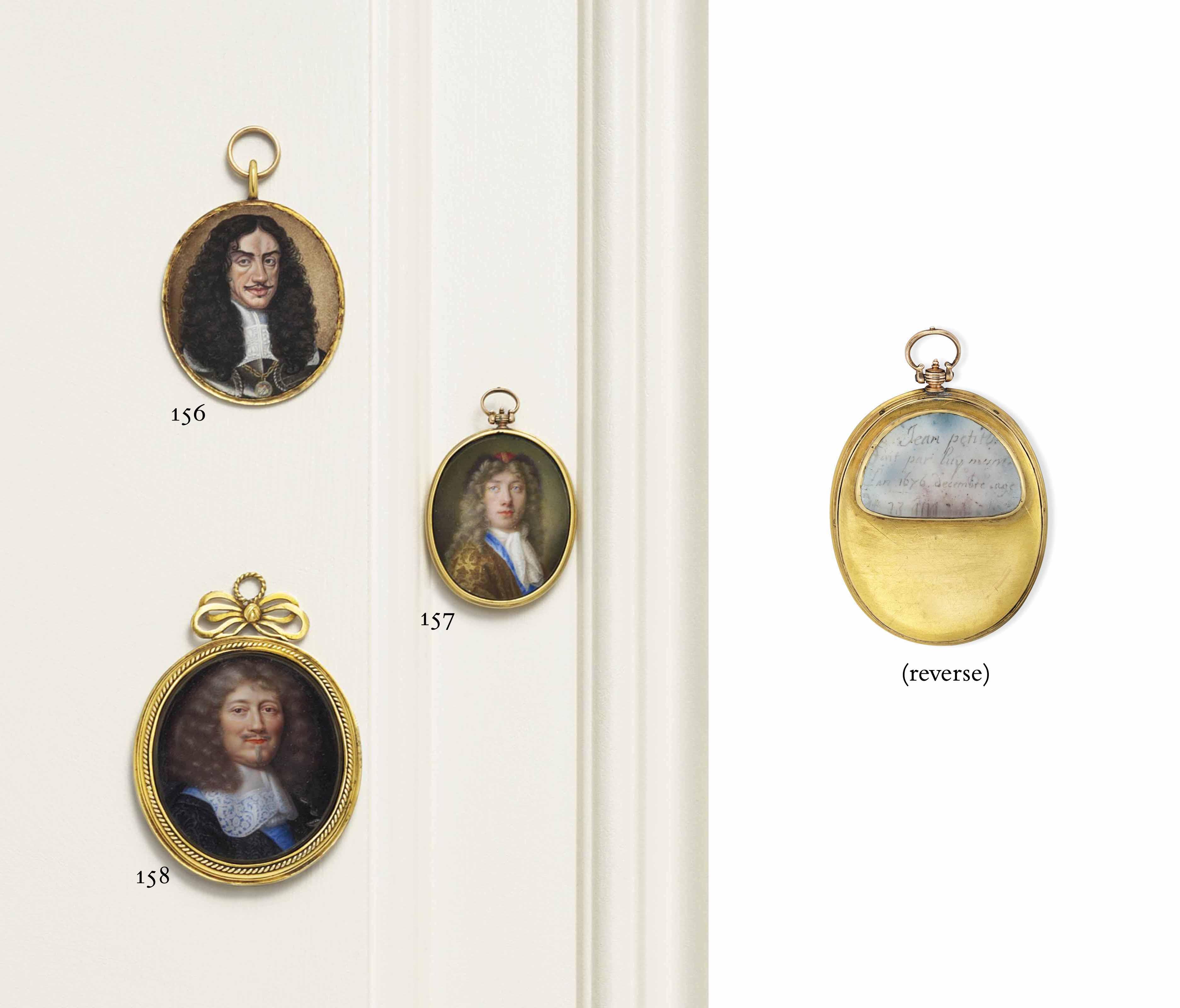 Jean Petitot The Younger - A Self-Portrait Of The Artist, In Loose, Gold Brocade Jacket With Blue Trim, Lace Jabot, Wearing A Red Cap With Black Fur Trim Over His Long Curling Wig