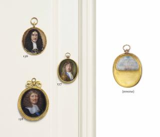 Jean Petitot The Younger - A Self-Portrait Of The Artist, In Loose, Gold Brocade Jacket With Blue Trim, Lace Jabot, Wearing A Red Cap With Black Fur Trim Over His Long Curling Wig