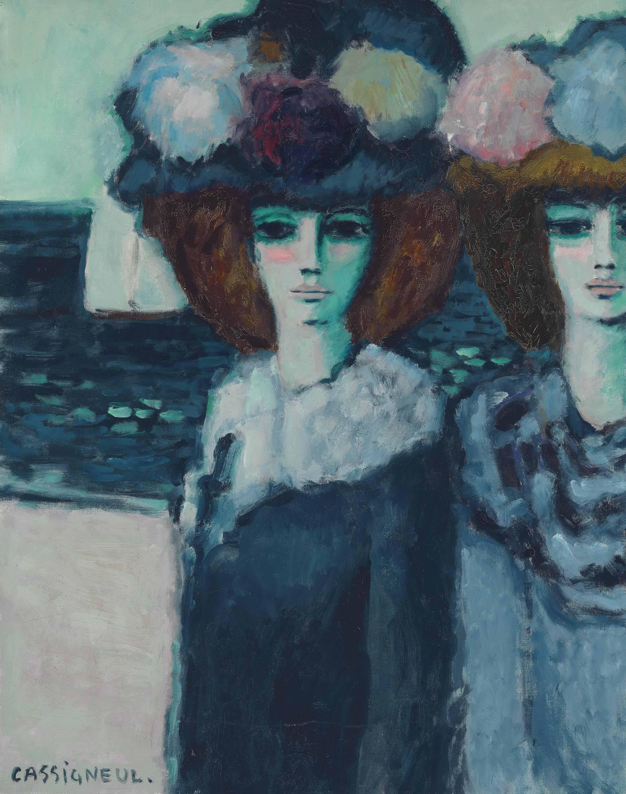 Jean-Pierre Cassigneul - Deux femmes sur la plage