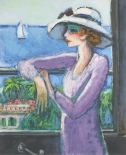 Jean-Pierre Cassigneul - Femme élégante sur la Côte d\'Azur