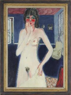 Jean Pierre Cassigneul - Femme nue dans la chambre bleue
