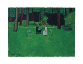 Jean-Pierre Cassigneul - Mère et enfant dans un parc