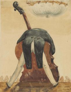 Jean-Pierre Dantan - Caricature of a man playing the double-bass