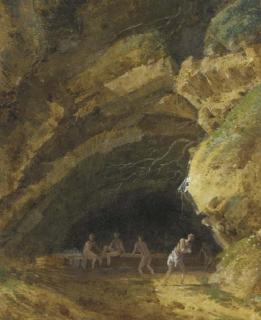 Jean-Pierre-Louis-Laurent Houel - A grotto with bathers