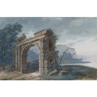 Jean Pierre Louis Laurent Houel - Italianate River Landscape With A Ruined Arch