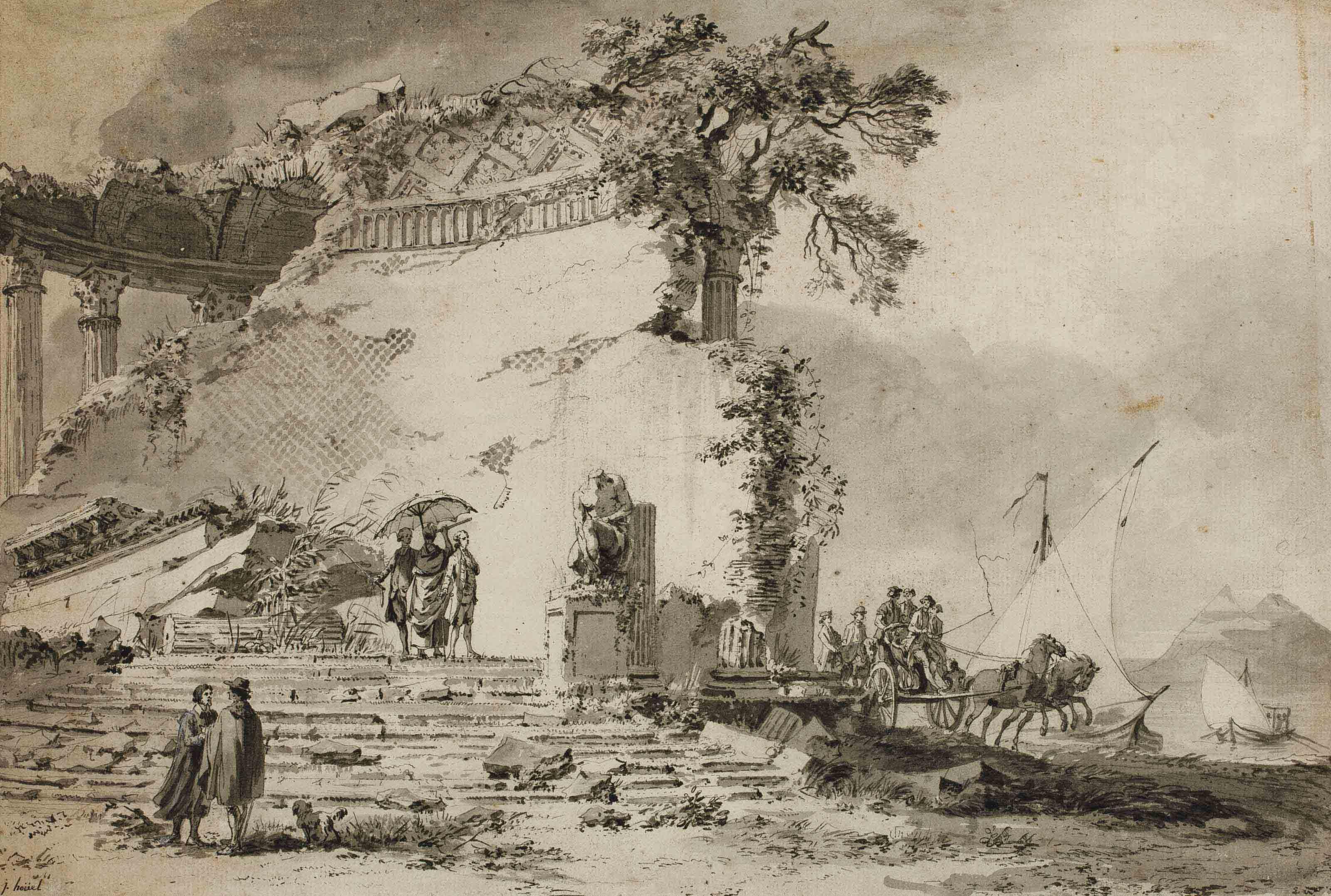 Jean-Pierre-Louis-Laurent Houel - Scène imaginaire au milieu de ruines