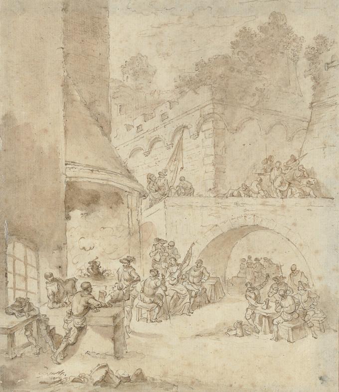 Jean-Pierre Norblin de La Gourdaine - Revelry in a town square