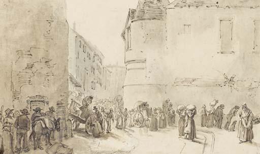 Jean-Pierre Norblin de la Gourdaine - Un Marché Dans Une Rue