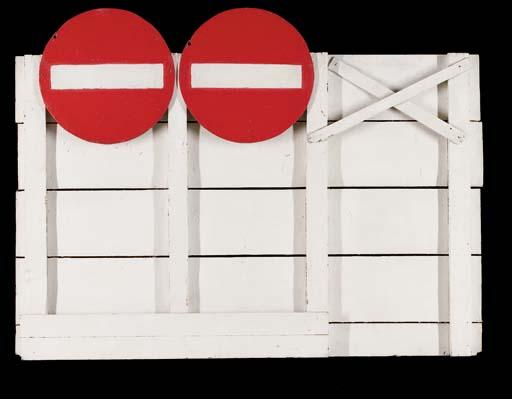 Jean-Pierre Raynaud - Deux sens interdits sur fond blanc