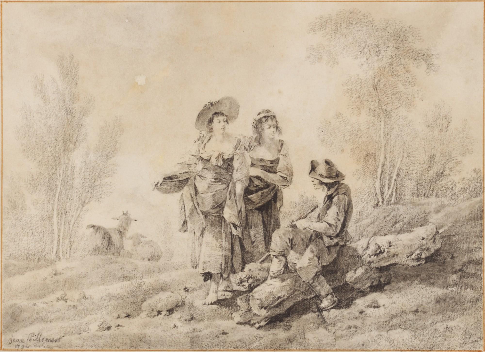 Jean Pillement - Country-Folk In A Wooded Landscape