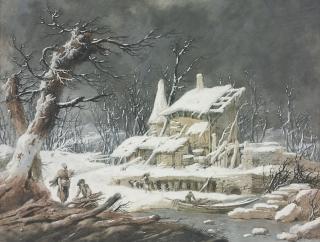 Jean Pillement - Faggot gatherers in a snowy landscape