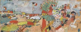 Jean Pougny - Plage d\'Antibes. Parasols