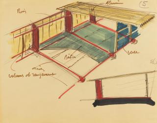 Jean Prouvé - Architectural Presentation Drawing