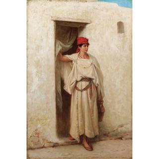 Jean-Raymond-Hippolyte Lazerges - Femme Attendant Le Porteur D\'Eau