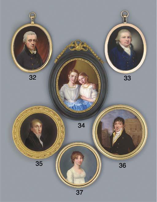 Jean Rodolphe Gautier - A young girl, in white dress, her brown hair plaited and curled