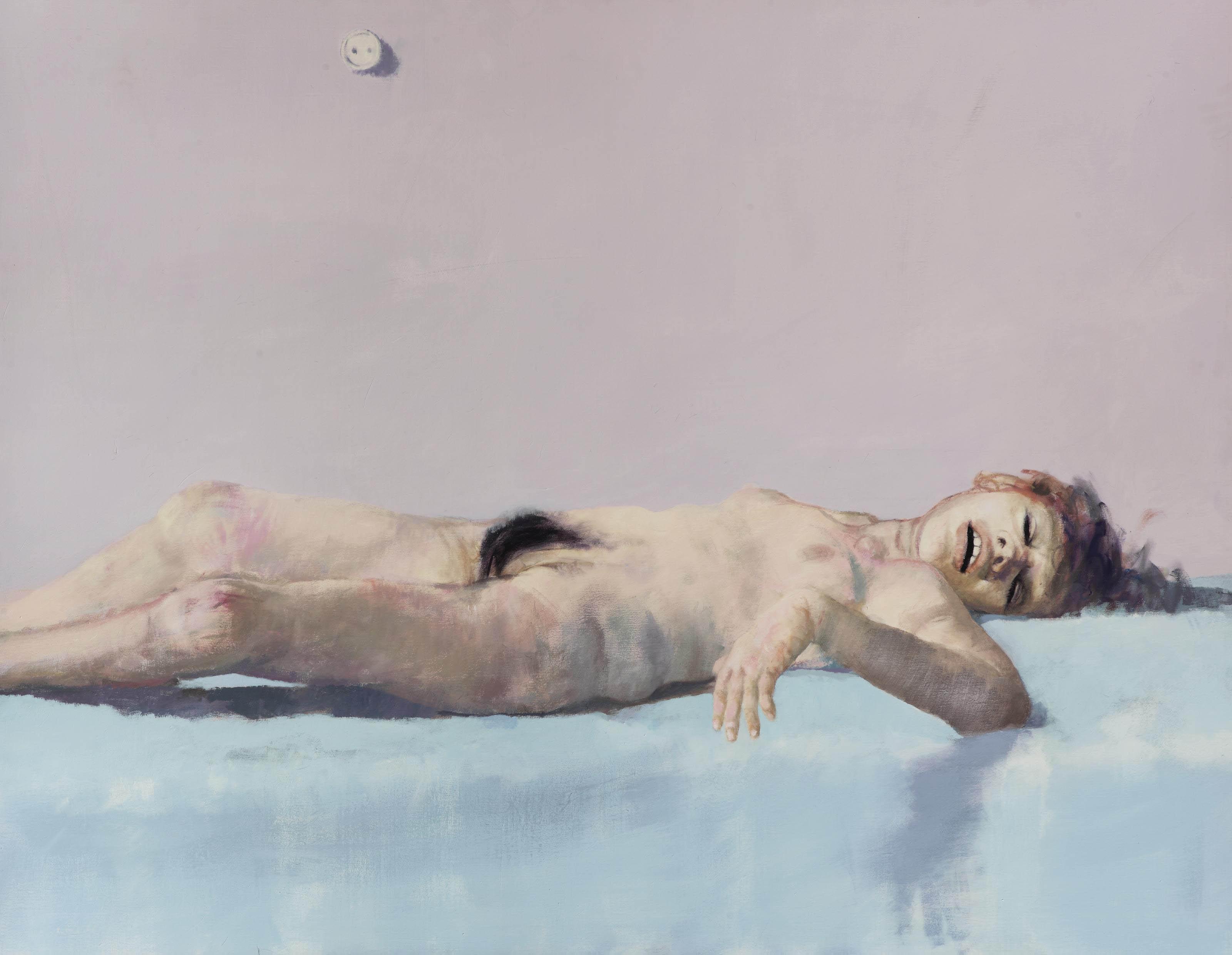 Jean Rustin - Femme sur un drap bleu