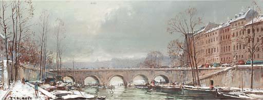 Jean Salabet - A bridge in winter, Paris