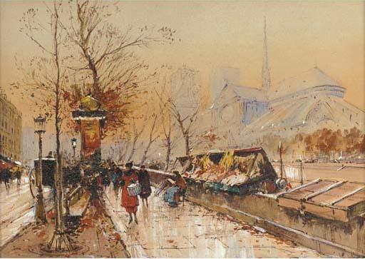 Jean Salabet - A market near Notre-Dame, Paris