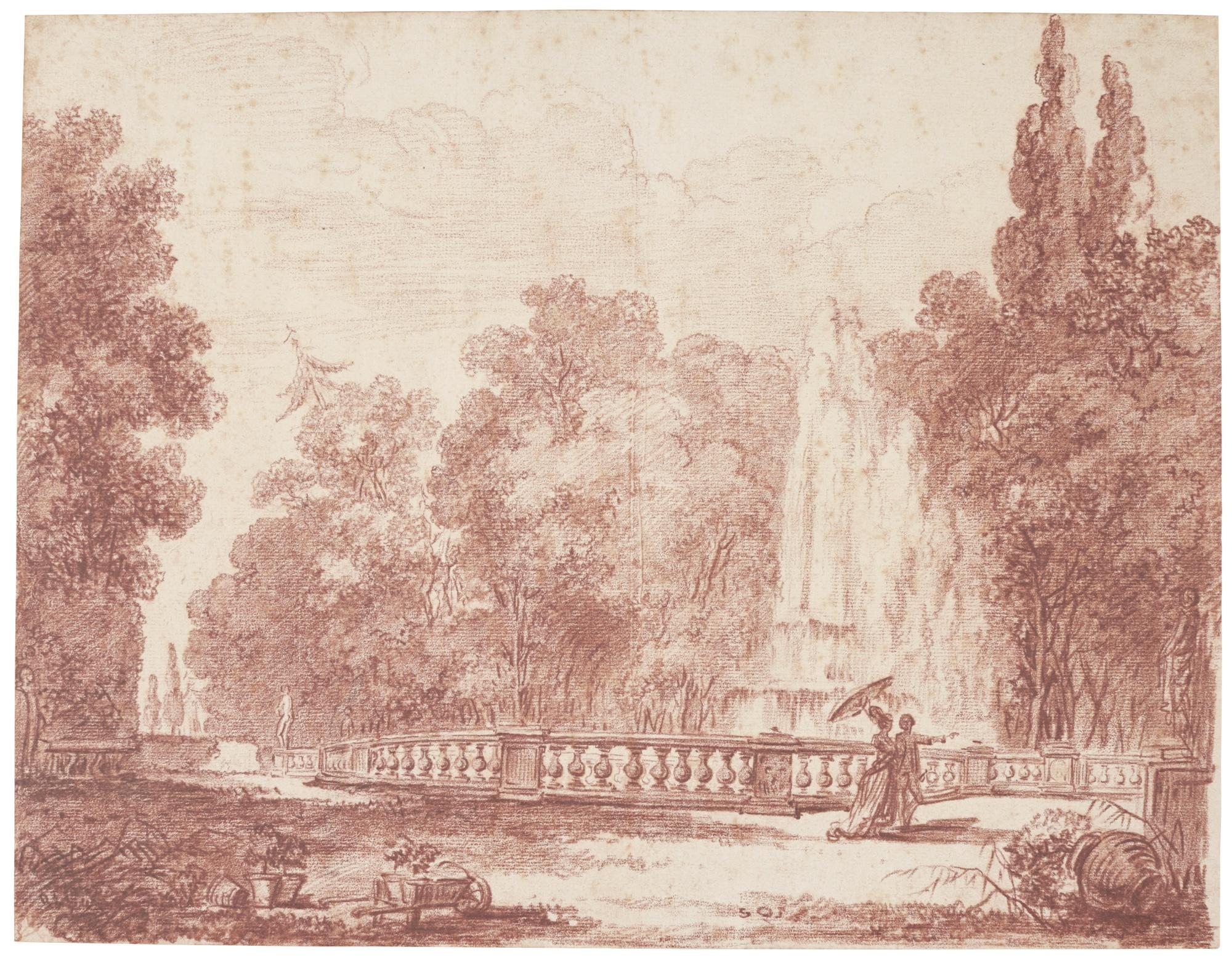 Jean-Simon Berthélemy - Elegant Company Walking In The Gardens Of A Roman Villa