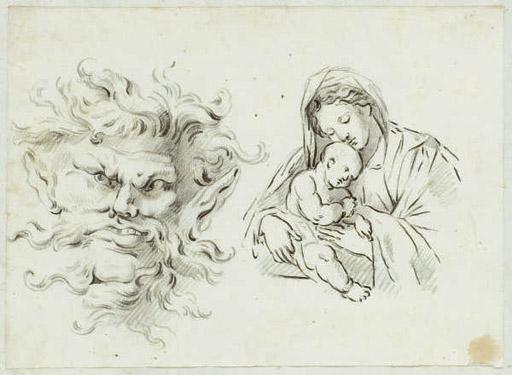 Jean-Simon Berthelemy - La Vierge à l\'Enfant et une tête de satyre