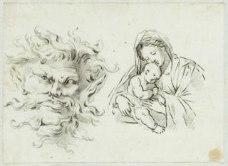 Jean-Simon Berthelemy - La Vierge à l\'Enfant et une tête de satyre