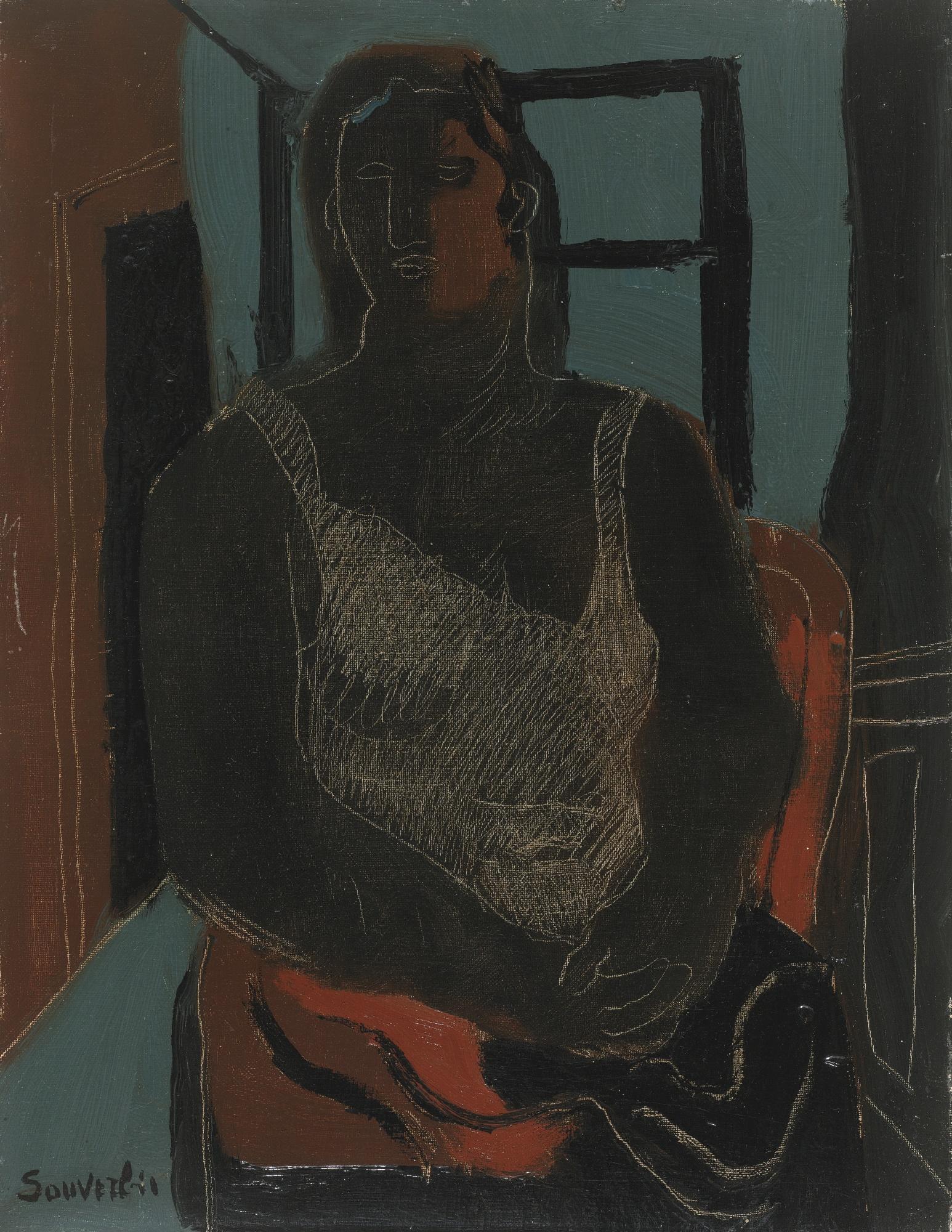 Jean Souverbie - Femme Noire Assise