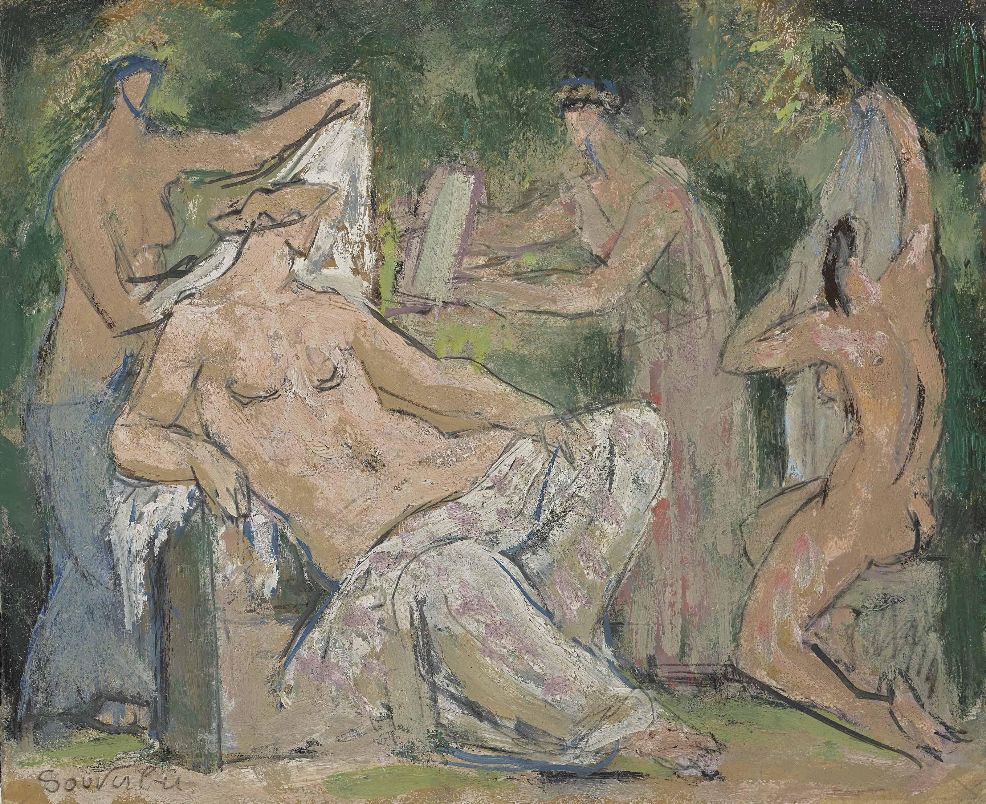 Jean Souverbie - Femmes se coiffant