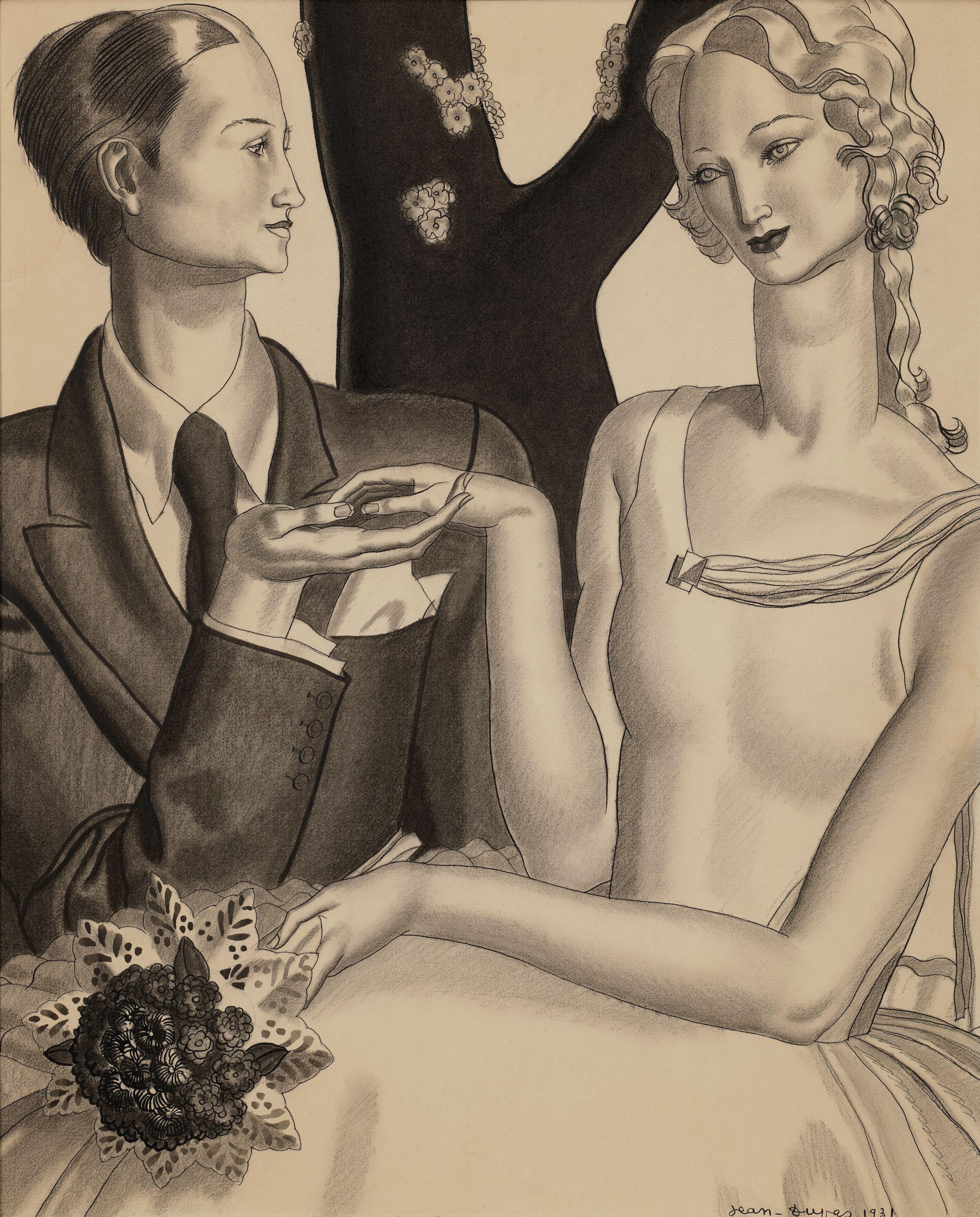 Jean-Théodore Dupas - Couple avec Bouquet